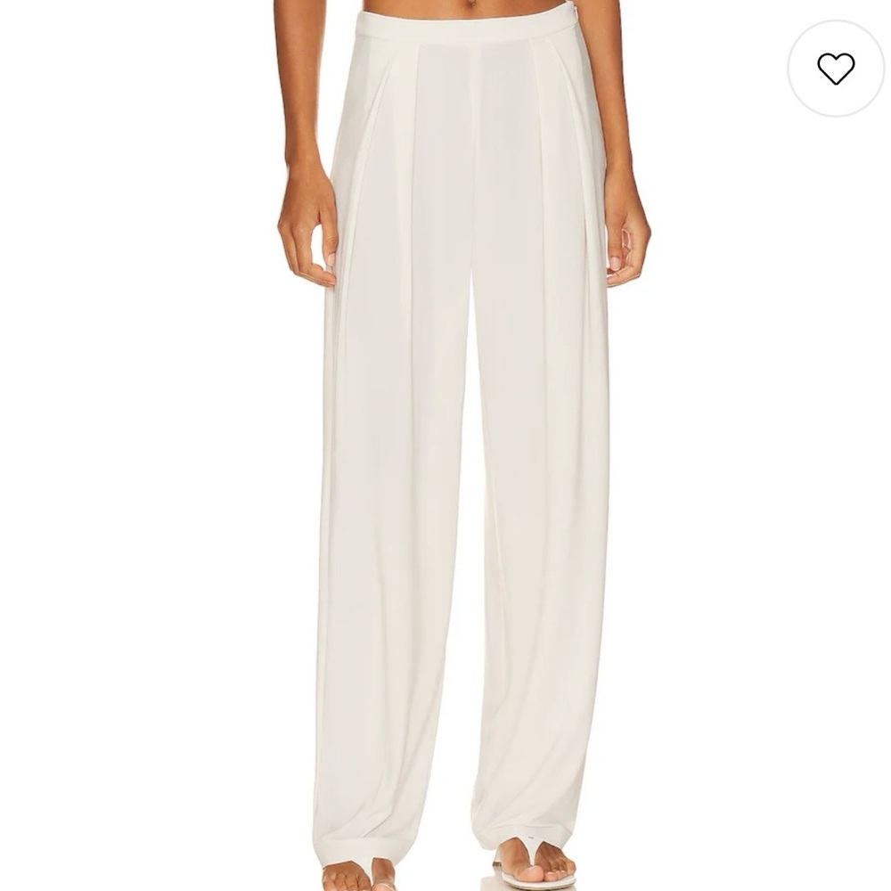 NWT Norma Kamali Tapered Pleated Trouser in Cream large Revolve reg $165